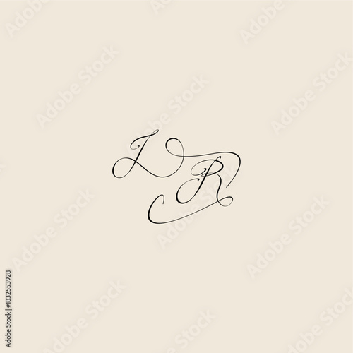 minimalist style curve monogram elegant concept logo letter initial royal design IR