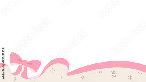 リボンのデコレーションフレーム、背景、雪の装飾、16:9 サイズ