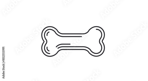 Minimalist Black and White Illustration of a Dog Bone for Pet Themed Design Elements