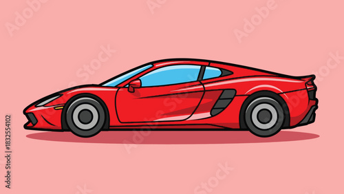 Sleek Red Sports Car Illustration with Modern Design.