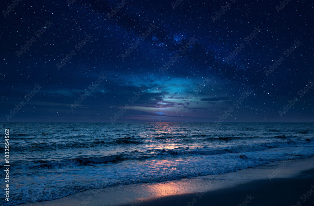 Fototapeta premium Milky Way over Calm Ocean