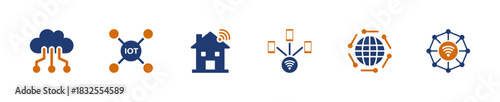 IOT icon set. Solid style, vector illustration
