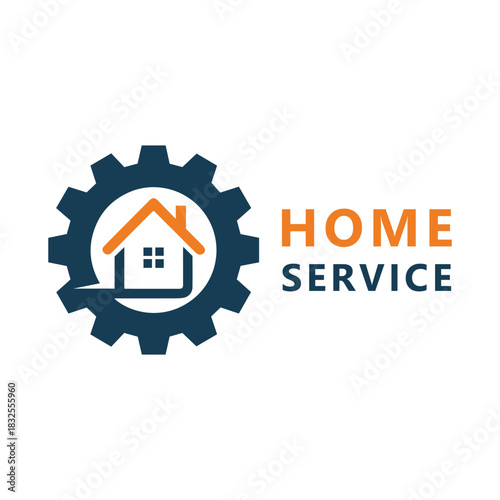 Home service logo design vector illustration home gear logo template