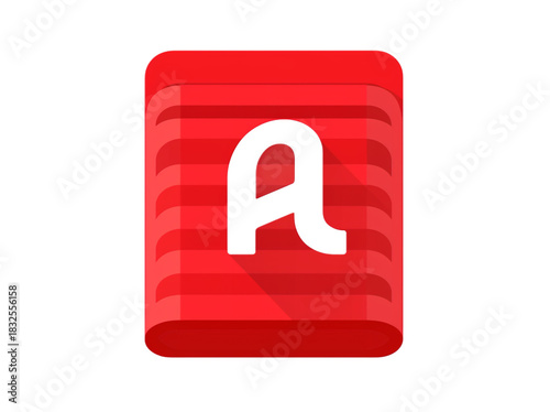 Abstract red icon with stylized black letter a, modern flat design symbol isolated on transparent background