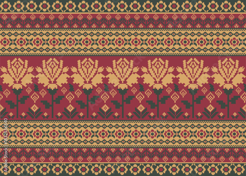 beautiful pixel tribal pattern inspired by each native pixel fabric like wayuu African native American southeast Asian traditional textile Thai silk pattern Aborigine Australian and Columbian fabric