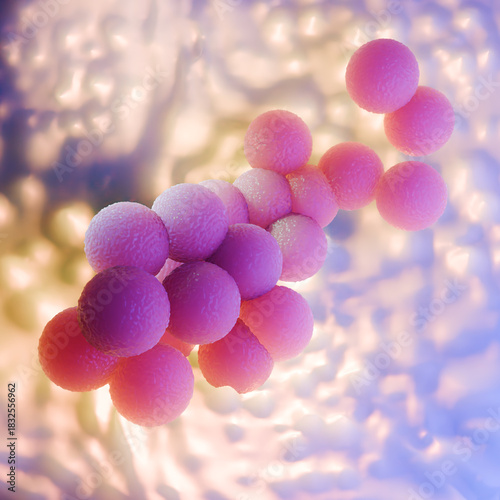 Purple Microscopic View of MRSA Staphylococcus Aureus Bacteria Cluster