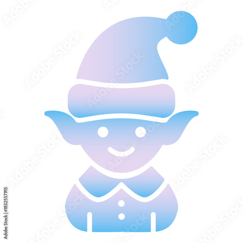 Gradient Christmas elf icon vector illustration