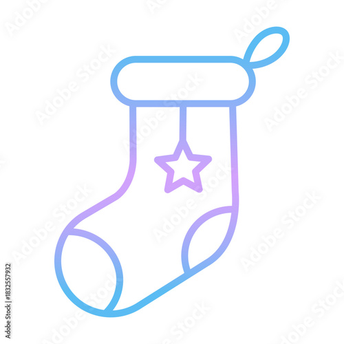 Gradient Christmas sock icon vector illustration