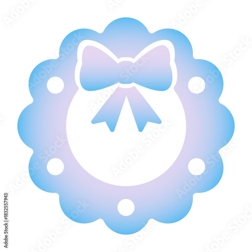 Gradient Christmas wreath icon vector illustration