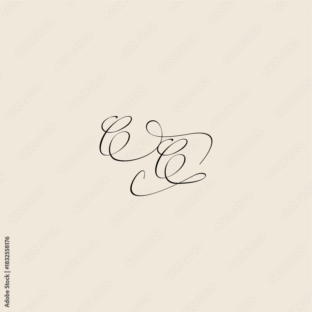 Obraz premium monogram elegant concept logo initial royal design CC minimalist style curve letter