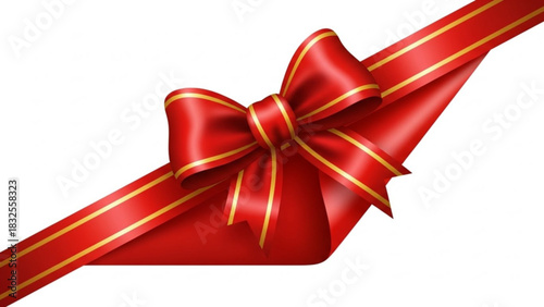 Download beautiful red ribbon bow with gold trim for christmas gifts and holiday decorations online now free