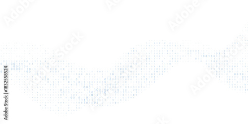 Digital data flow by blue binary code wave. Vector graphics