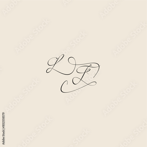 Fotografia monogram elegant concept logo initial royal design LF minimalist style curve let