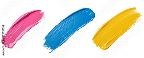 set of watercolor brush strokes, A bright yellow paint stroke with visible brush texture on a light background. Ideal for energetic design elements, abstract art, or sunny backgrounds, Black brush