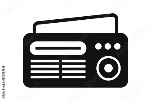 Retro old radio icon silhouette vector illustration on white background