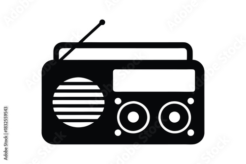Retro old radio icon silhouette vector illustration on white background