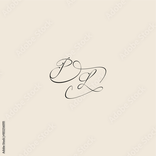 monogram elegant concept logo initial royal design PL minimalist style curve letter