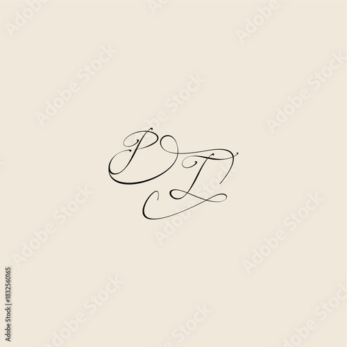 monogram elegant concept logo initial royal design PT minimalist style curve letter