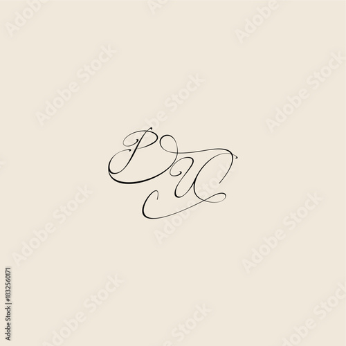 monogram elegant concept logo initial royal design PU minimalist style curve letter