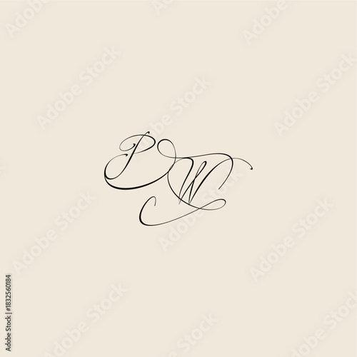 monogram elegant concept logo initial royal design PW minimalist style curve letter