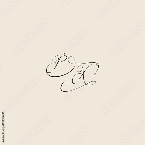 monogram elegant concept logo initial royal design PX minimalist style curve letter