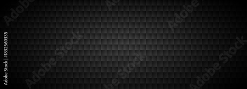 Black tech geometric background. Abstract square tile pattern texture. Dark volume cube cover backdrop. Futuristic block grid decoration design wallpaper. Vector illustration concept