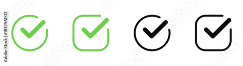 check mark icon button set. checkbox icon , tick square frame