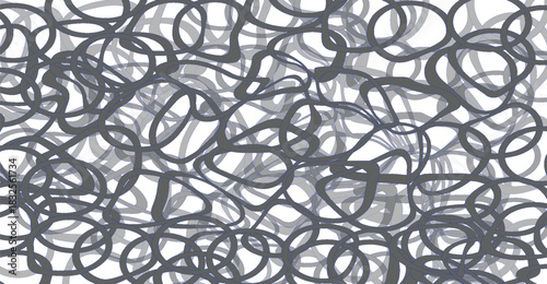 Abstract pattern of overlapping grey and white loops creating a dense, chaotic, and tangled visual texture.