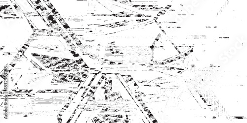 Abstract geometric shapes and lines create a complex visual pattern.