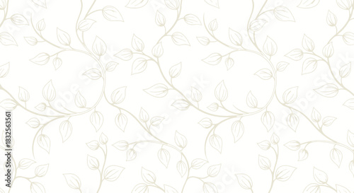 Elegant minimalistic botanical pattern with intertwined vines and delicate leaves for modern