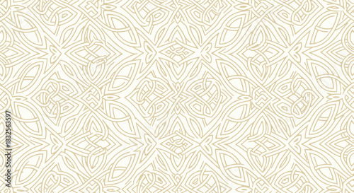 Intricate Islamic Geometric Pattern in Soft Beige and White Neutral Tones Suitable for