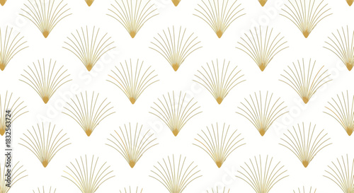 Elegant Art Deco Pattern Featuring Gold and White Fan Shapes for Stylish Backgrounds and Design