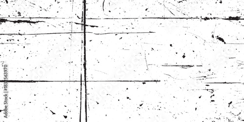 Distressed White Wood Texture with Black Scratches and Marks.