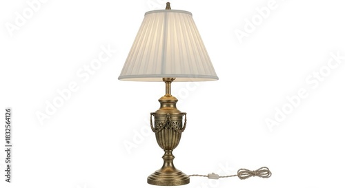 Elegant vintage table lamp with white shade brings a touch of classic style to your home decor perfect for adding warm light to any room