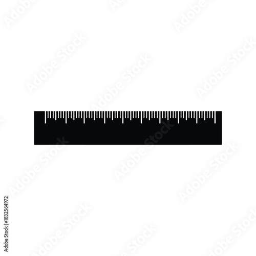 Black ruler with measurement markings