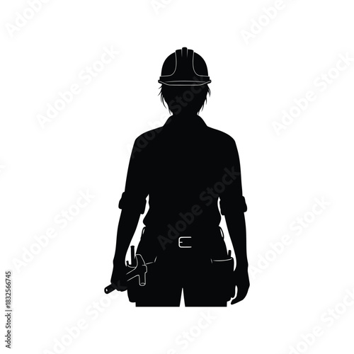 Female construction worker silhouette