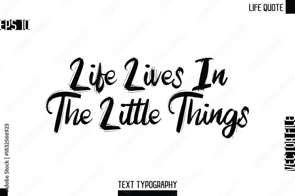 Obraz premium Life Lives In The Little Things -Motivational Life Quotes Bold Grunge Brush Typography Text Poster Design