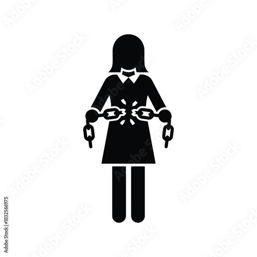 Woman chained symbol of restriction captivity struggle
