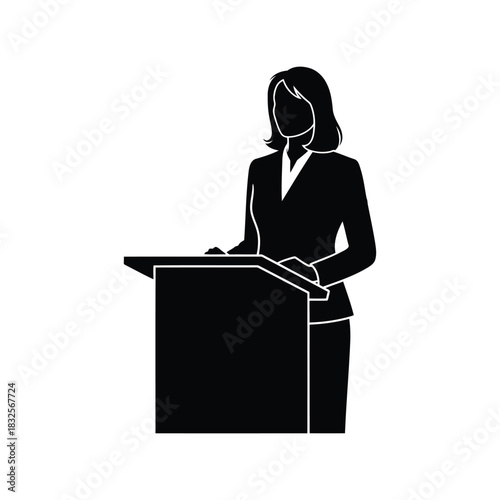 Woman speaker podium silhouette