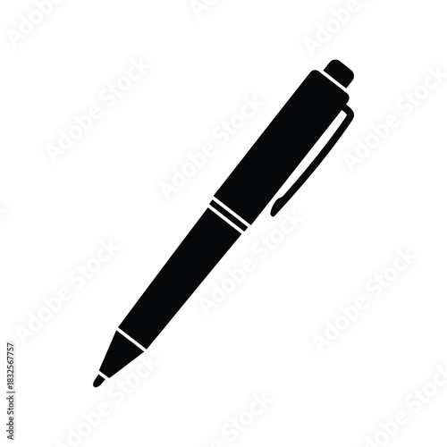 Black ballpoint pen silhouette icon