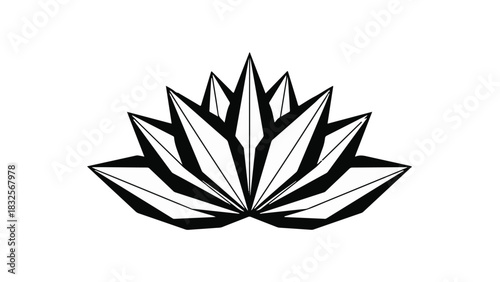 Stylized geometric lotus flower illustration, symbolizing peace and spirituality.
