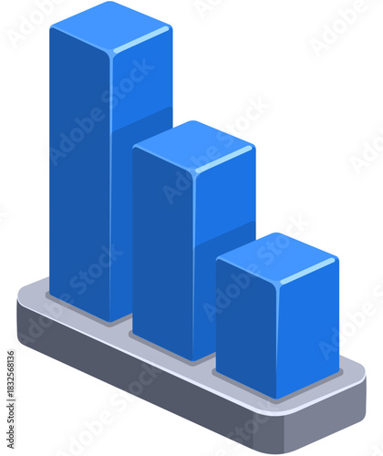 Flat Vector 3D Icon Chart Blue