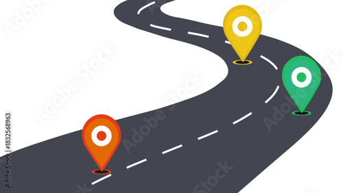 GPS Tracking Navigation Road with Location Pin Route Vector