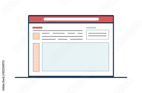 Flat Webpage Wireframe Vector Illustration with Minimalist Browser Interface Design