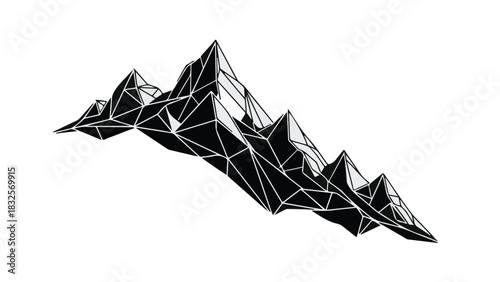 Abstract geometric mountain range with sharp peaks and clean lines