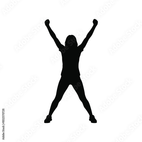 Woman jumping silhouette fitness celebration