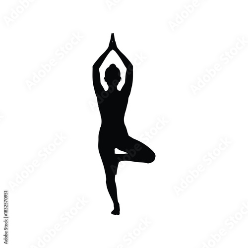 Yoga tree pose silhouette serene balance