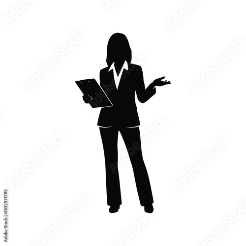 Businesswoman silhouette with tablet confident pose