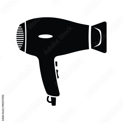 Black hair dryer icon silhouette