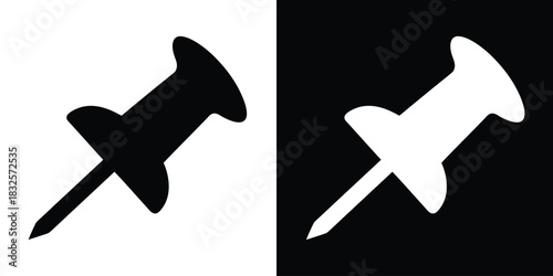 Push pin silhouette vector, Thumbtack icon, Push pin vector icon